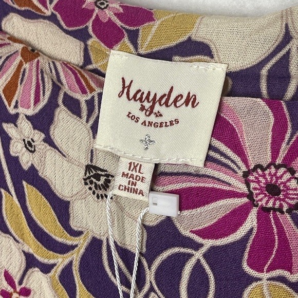 Hayden Dress Women's 1X Midi Boho Romantic Floral Pink Short Sleeve Event NWT - Picture 5 of 7